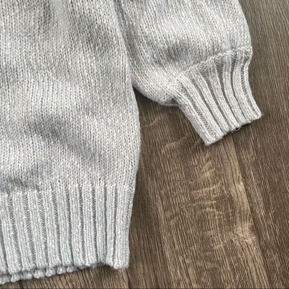 Popsugar Puff Sleeve Sweater Knit Crewneck Sparkly Blue - Picture 4 of 8